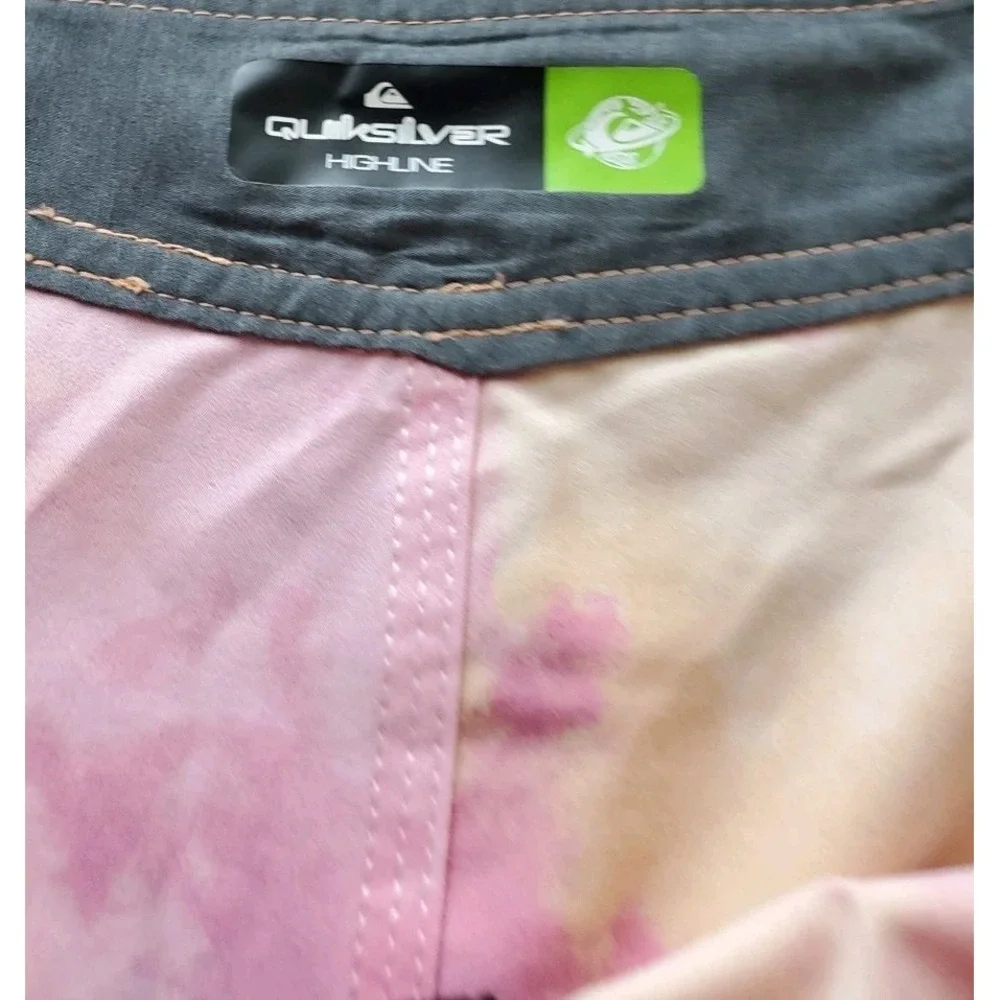 Quiksilver Highline Board Shorts Men's 38 Pink & Orange Drawstring Waist Pull-On